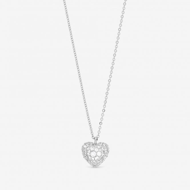 Jon Richard Jon Richard Rhodium Plated And Pave Heart Pendant - Gift Box