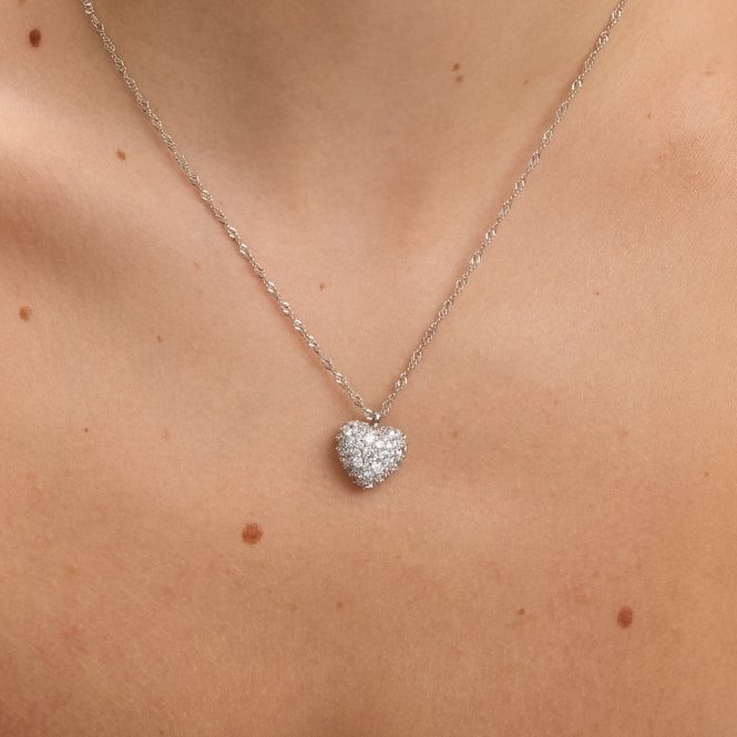 Jon Richard Jon Richard Rhodium Plated And Pave Heart Pendant - Gift Box