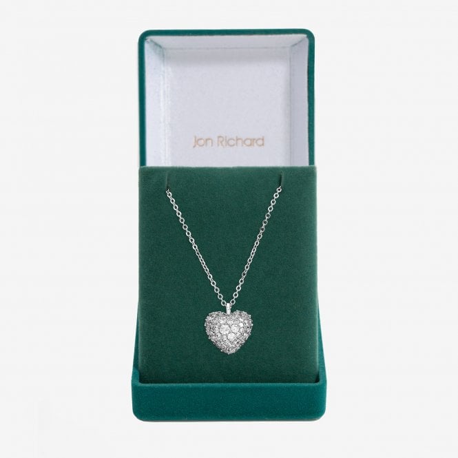 jon richard Jon Richard Rhodium Plated and Pave Heart Pendant - Gift Box