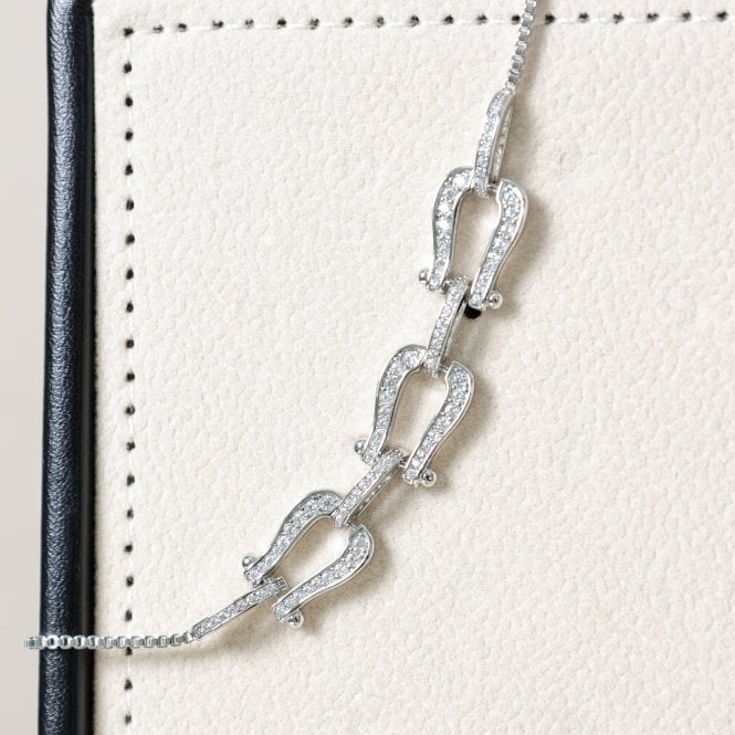 Jon Richard Jon Richard Rhodium Plated And Pave Link Toggle Bracelet