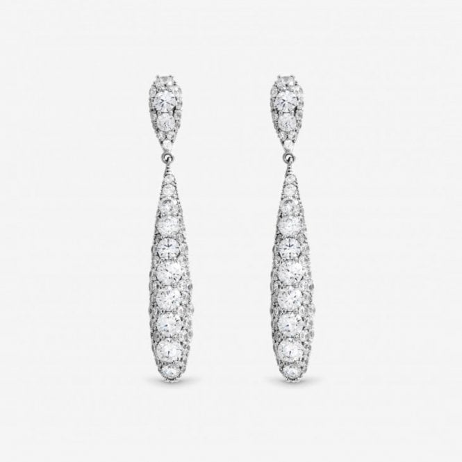 jon richard Jon Richard Rhodium Plated and Pave Long Drop Earrings