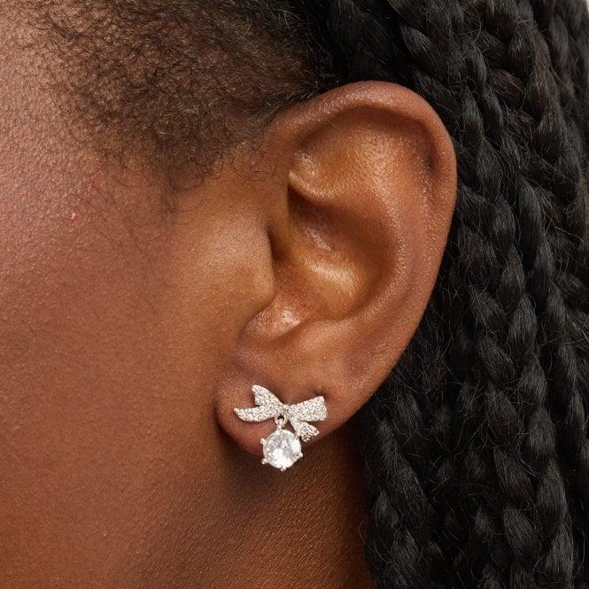 Jon Richard Jon Richard Rhodium Plated And Pave Mini Bow Earrings