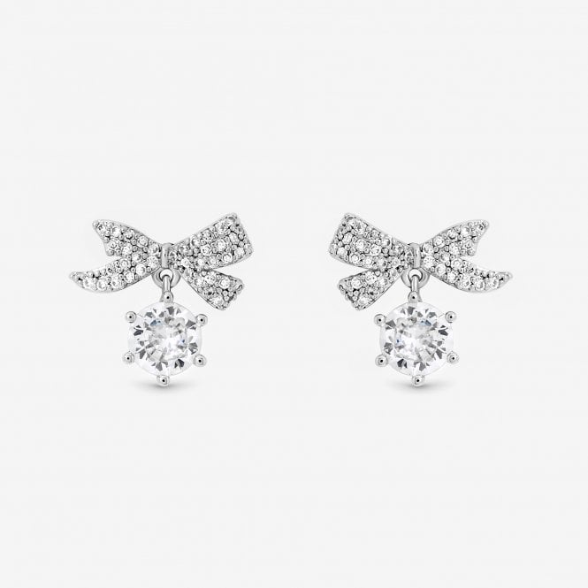 jon richard Jon Richard Rhodium Plated and Pave Mini Bow Earrings