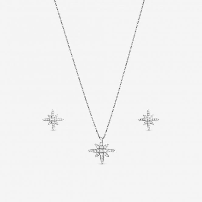 Jon Richard Jon Richard Rhodium Plated And Pave Star Set - Gift Box