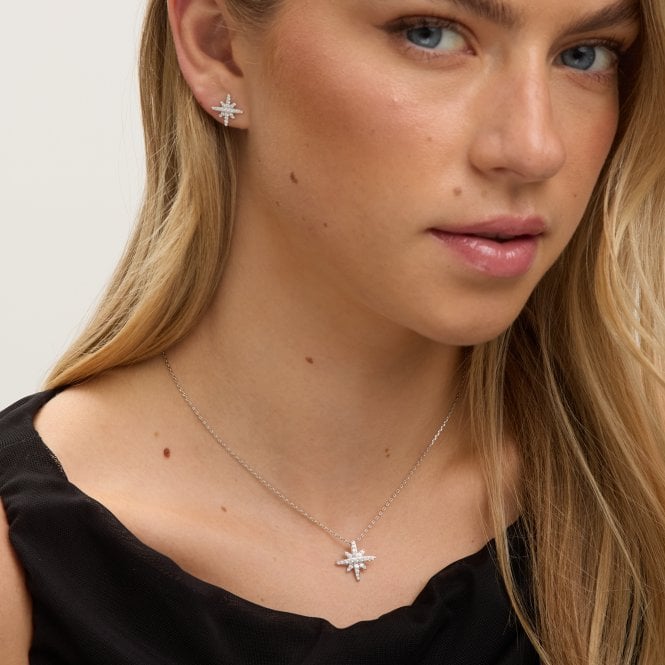 Jon Richard Jon Richard Rhodium Plated And Pave Star Set - Gift Box