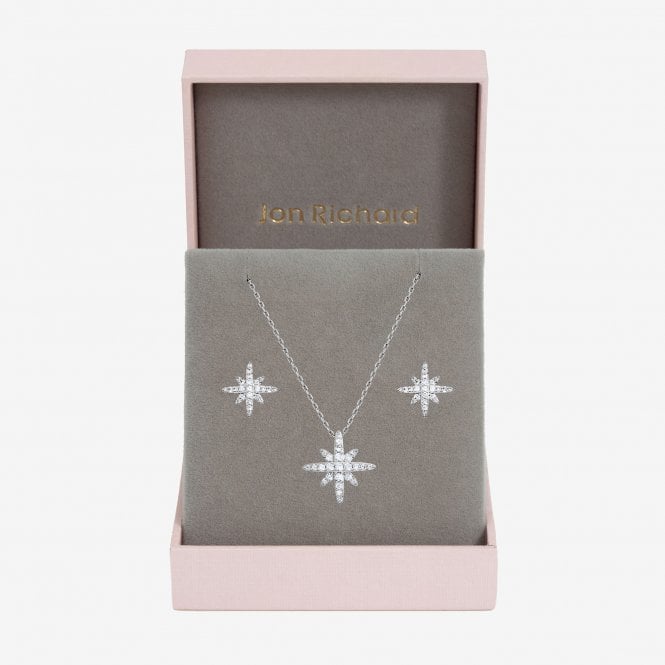 jon richard Jon Richard Rhodium Plated and Pave Star Set - Gift Box jon richard Jon Richard Rhodium Plated and Pave Star Set - Gift Box