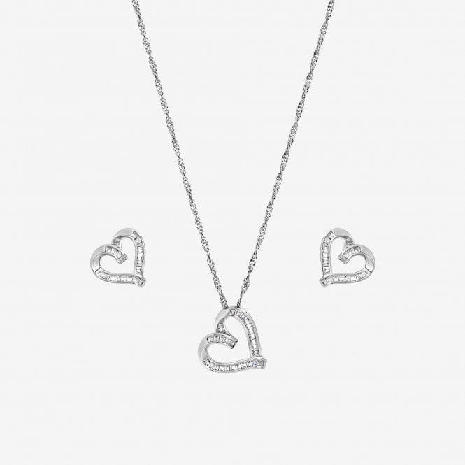 Jon Richard Jon Richard Rhodium Plated And Pave Twist Heart Set - Gift Box