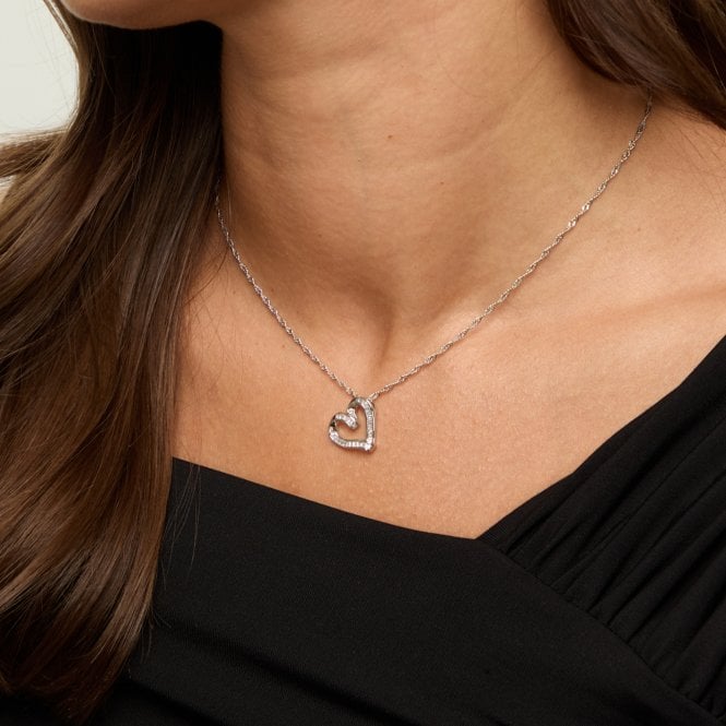 Jon Richard Jon Richard Rhodium Plated And Pave Twist Heart Set - Gift Box