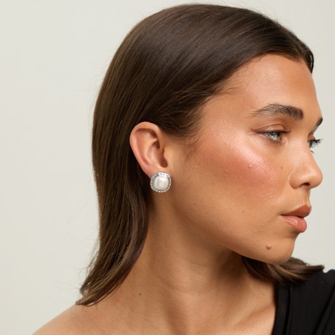 Jon Richard Jon Richard Rhodium Plated And Pearl Clip Earrings