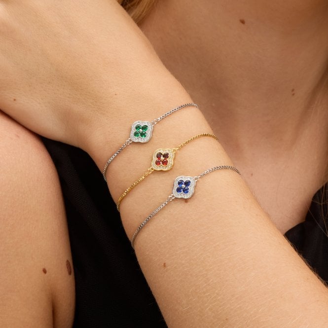 Jon Richard Jon Richard Rhodium Plated And Sapphire Clover Toggle Bracelet