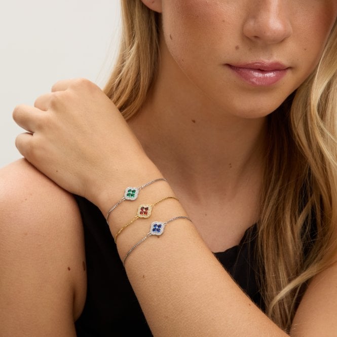 Jon Richard Jon Richard Rhodium Plated And Sapphire Clover Toggle Bracelet