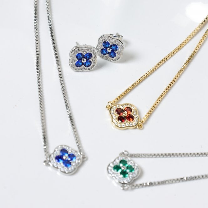 Jon Richard Jon Richard Rhodium Plated And Sapphire Clover Toggle Bracelet