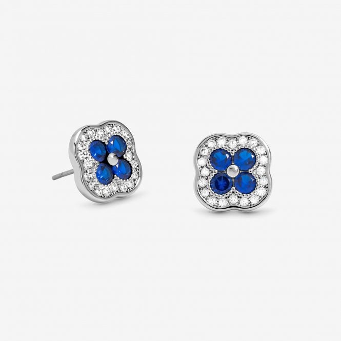 jon richard Jon Richard Rhodium Plated Crystal and Sapphire Clover Studs