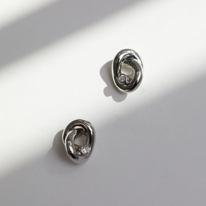 jon richard Jon Richard Rhodium Plated Crystal Knot Earrings