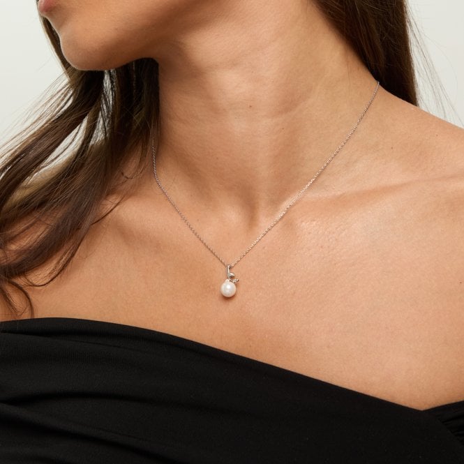 Jon Richard Jon Richard Rhodium Plated Crystal Leaf And Pearl Drop Set - Gift Box