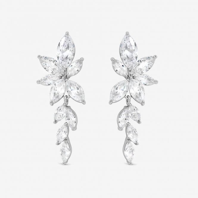 jon richard Jon Richard Rhodium Plated Crystal Leaf Drop Earrings