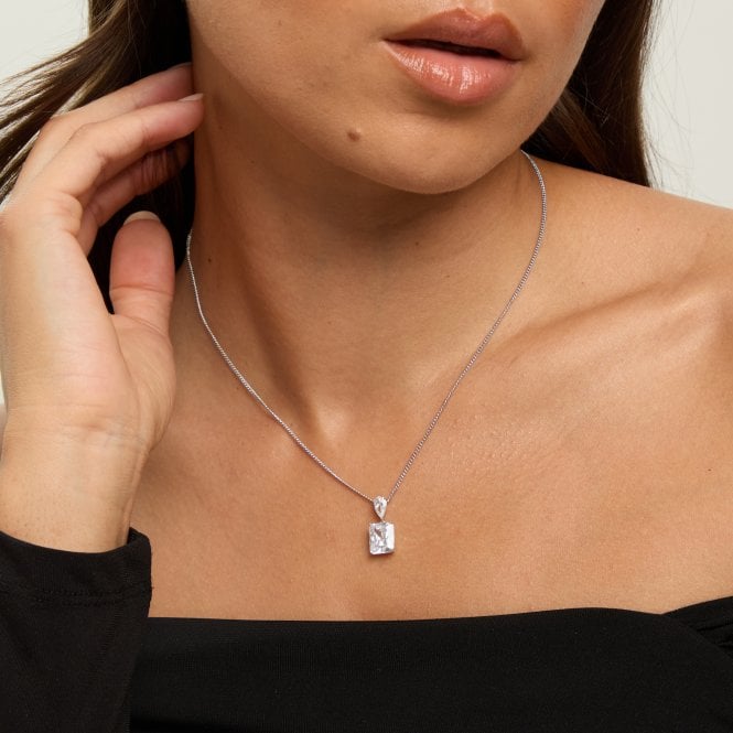 Jon Richard Jon Richard Rhodium Plated Crystal Open Stone Pendant Set - Gift Box