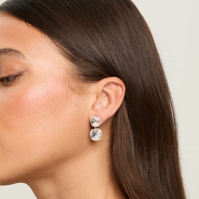 Jon Richard Jon Richard Rhodium Plated Crystal Statement Stone Drop Earrings