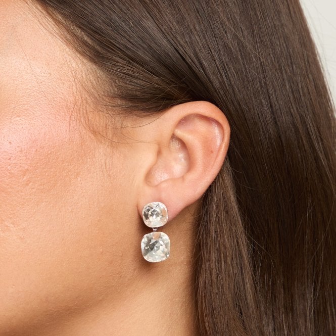 Jon Richard Jon Richard Rhodium Plated Crystal Statement Stone Drop Earrings