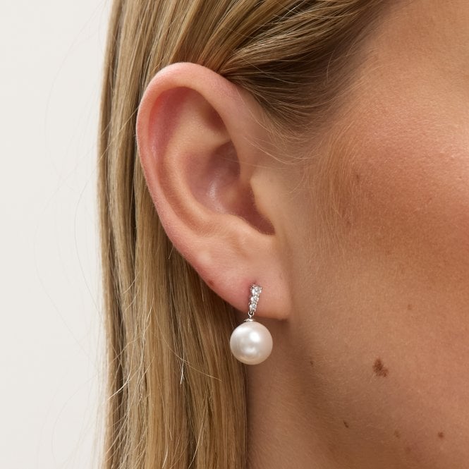 Jon Richard Jon Richard Rhodium Plated Crystal Stick And Pearl Earrings