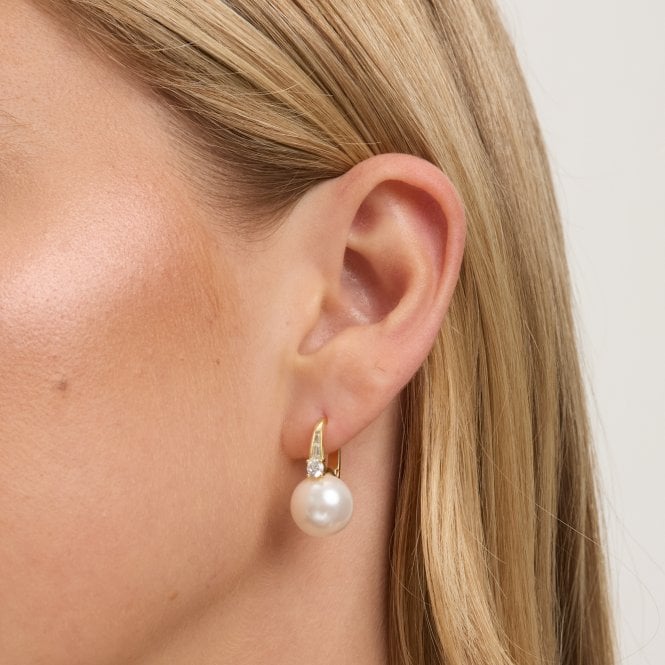 Jon Richard Jon Richard Rhodium Plated Crystal Stick And Pearl Earrings