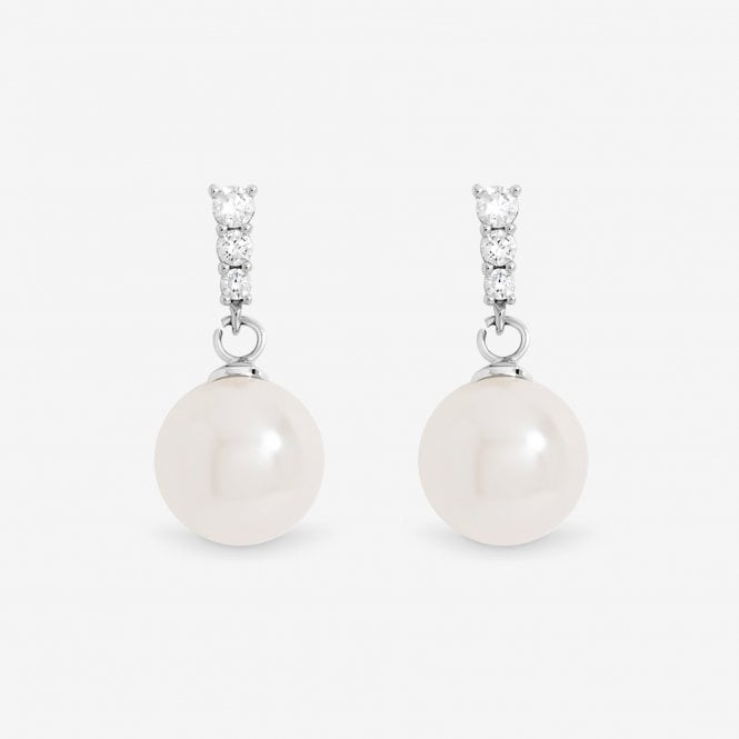 jon richard Jon Richard Rhodium Plated Crystal Stick and Pearl Earrings