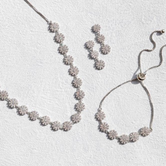 Jon Richard Jon Richard Rhodium Plated Cubic Mini Flower Adjustable Necklace