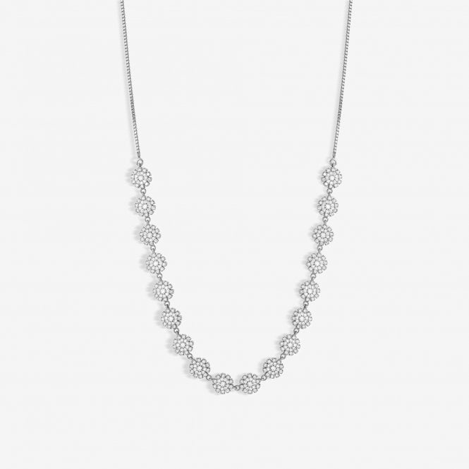 jon richard Jon Richard Rhodium Plated Cubic Mini Flower Adjustable Necklace