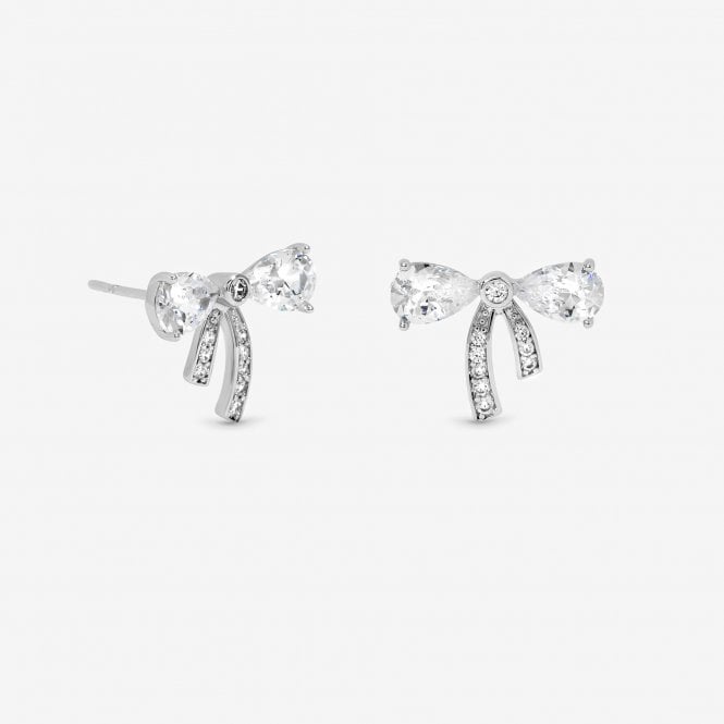 jon richard Jon Richard Rhodium Plated Cubic Zirconia and Pave Small Bow Studs