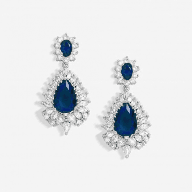 Jon Richard Jon Richard Rhodium Plated Cubic Zirconia And Sapphire Statement Earrings