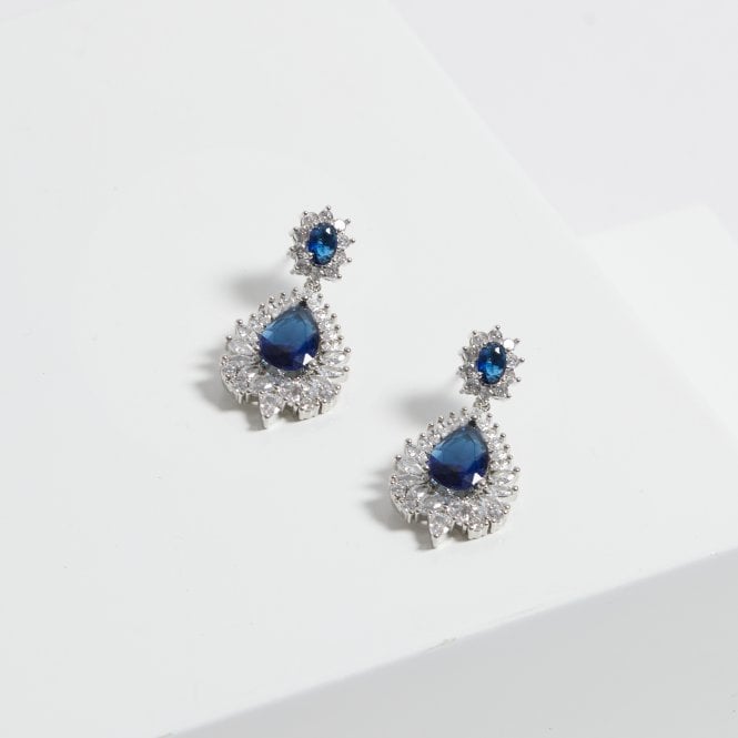Jon Richard Jon Richard Rhodium Plated Cubic Zirconia And Sapphire Statement Earrings