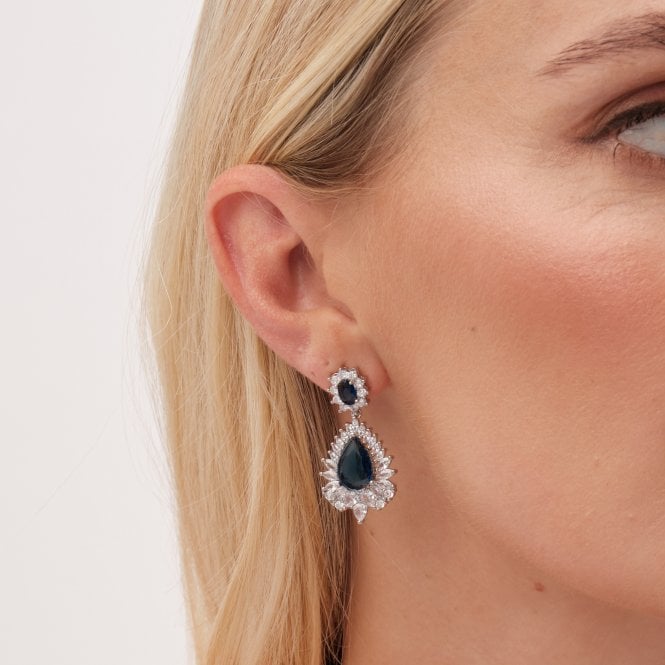 jon richard Jon Richard Rhodium Plated Cubic Zirconia And Sapphire Statement Earrings