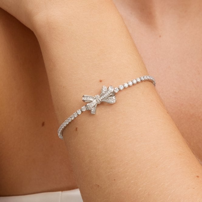 Jon Richard Jon Richard Rhodium Plated Cubic Zirconia Bow Tennis Bracelet
