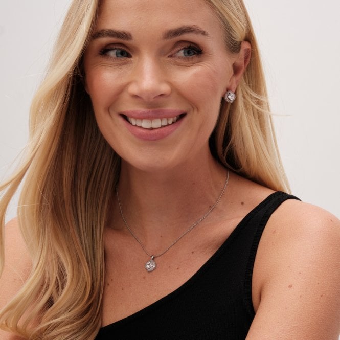 Jon Richard Jon Richard Rhodium Plated Cubic Zirconia Clover Set - Gift Boxed