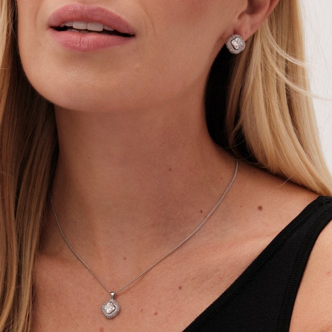 Jon Richard Jon Richard Rhodium Plated Cubic Zirconia Clover Set - Gift Boxed