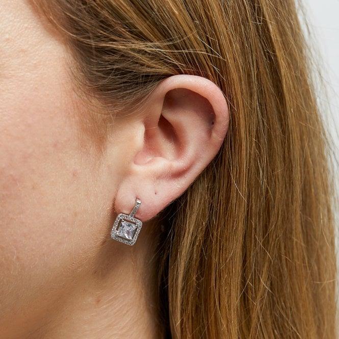 Jon Richard Jon Richard Rhodium Plated Cubic Zirconia Crystal Drop Earrings