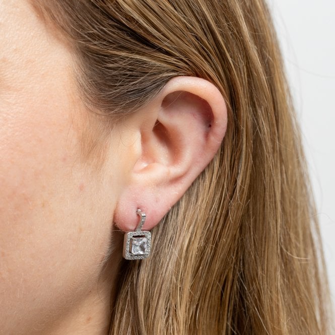 jon richard Jon Richard Rhodium Plated Cubic Zirconia Crystal Drop Earrings