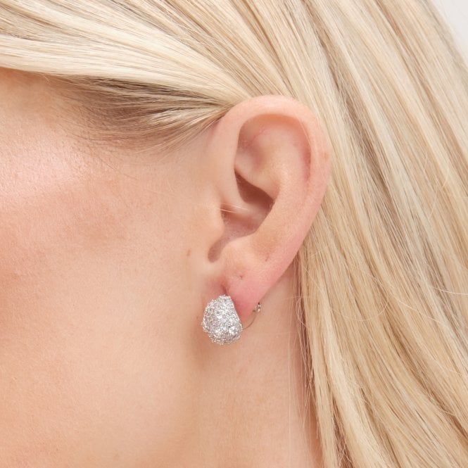 Jon Richard Jon Richard Rhodium Plated Cubic Zirconia Dome Earrings