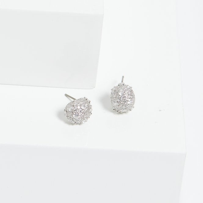 Jon Richard Jon Richard Rhodium Plated Cubic Zirconia Dome Earrings