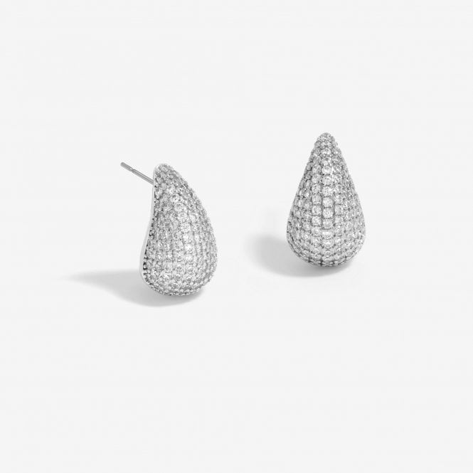 Jon Richard Jon Richard Rhodium Plated Cubic Zirconia Dome Earrings
