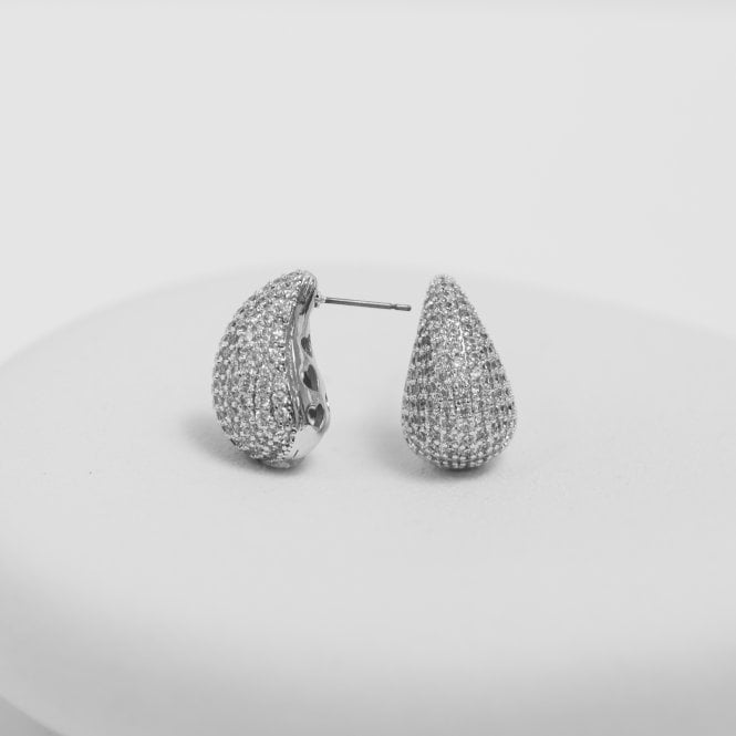 Jon Richard Jon Richard Rhodium Plated Cubic Zirconia Dome Earrings