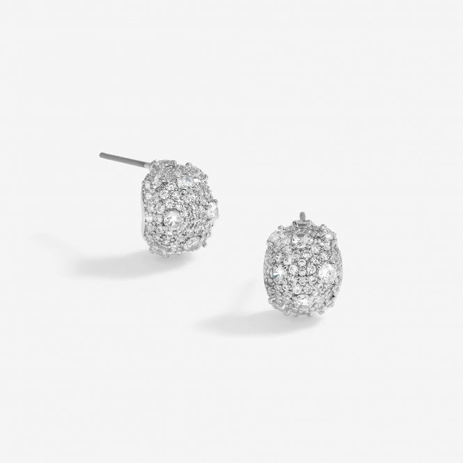 jon richard Jon Richard Rhodium Plated Cubic Zirconia Dome Earrings