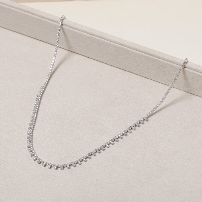 Jon Richard Jon Richard Rhodium Plated Cubic Zirconia Fine Drop Necklace