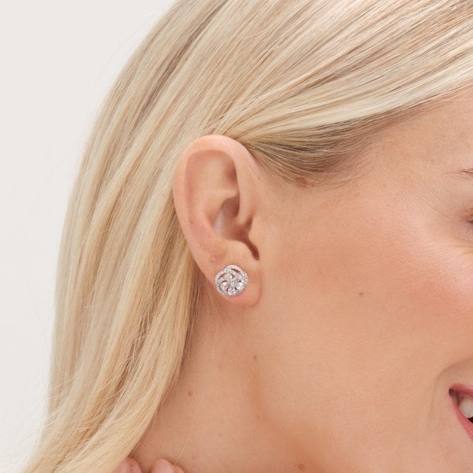 Jon Richard Jon Richard Rhodium Plated Cubic Zirconia Flower Stud Earrings