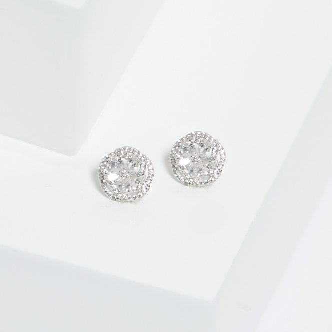 Jon Richard Jon Richard Rhodium Plated Cubic Zirconia Flower Stud Earrings