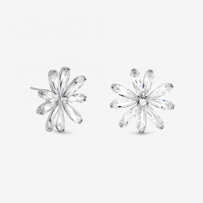 jon richard Jon Richard Rhodium Plated Cubic Zirconia Flower Stud Earrings