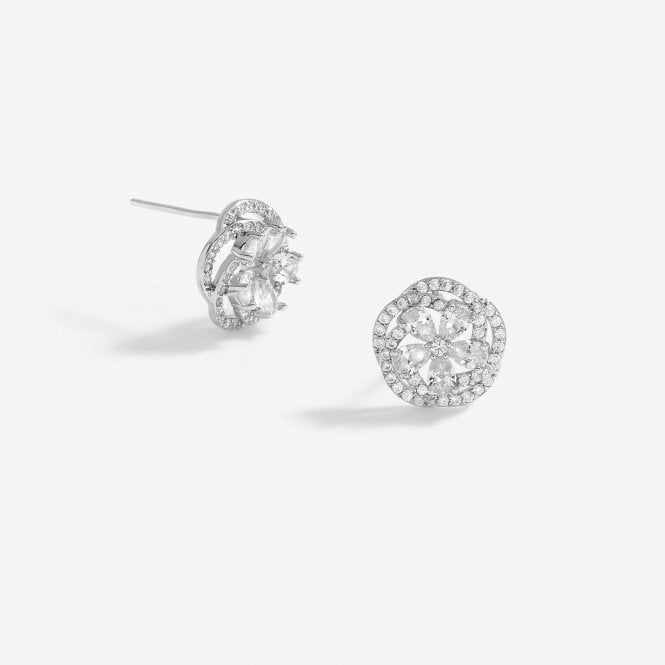 jon richard Jon Richard Rhodium Plated Cubic Zirconia Flower Stud Earrings
