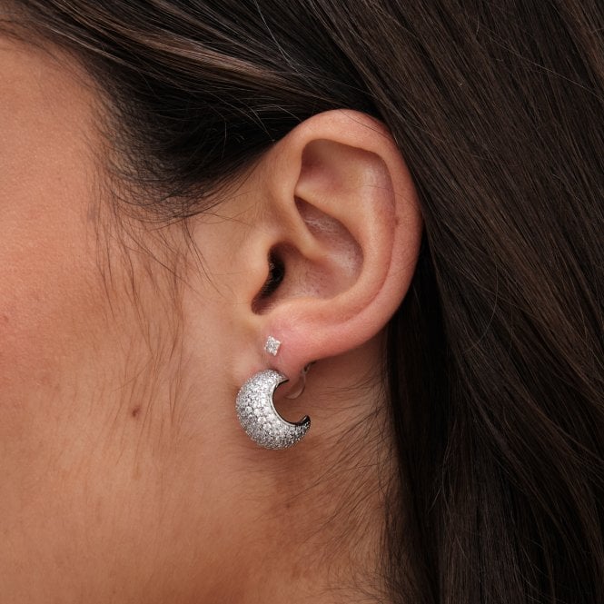 Jon Richard Jon Richard Rhodium Plated Cubic Zirconia Half Hoop Earrings