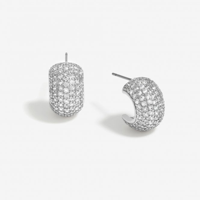 jon richard Jon Richard Rhodium Plated Cubic Zirconia Half Hoop Earrings