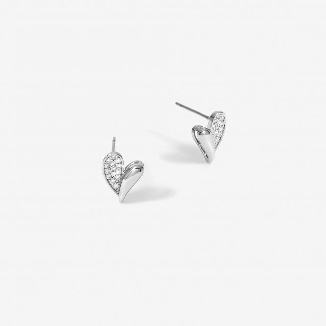 jon richard Jon Richard Rhodium Plated Cubic Zirconia Heart Stud Earrings